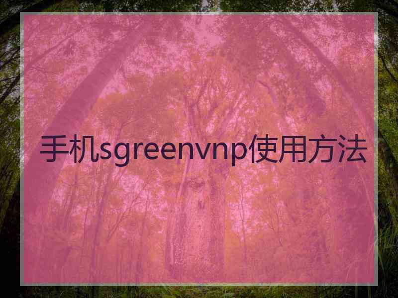 手机sgreenvnp使用方法